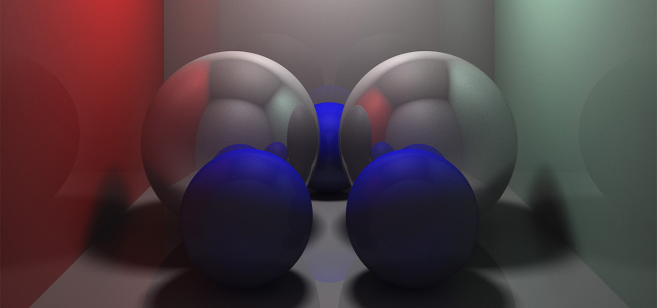 Spheres rendered by a path tracer